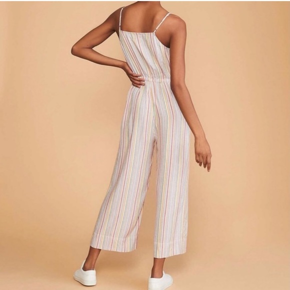 Lou & Gray Rainbow Striped Tie Waist Jumpsuit size medium Preowned - Picture 8 of 8